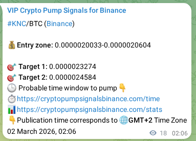 KNC pump signal verification from Binance, timestamp: 02 March 2026, 02:36