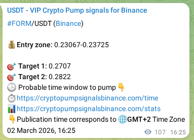 Crypto pump signal analytics for FORM on Binance, 02 March 2026, 19:08 Crypto pump signal analytics for FORM on Binance, 02 March 2026, 19:08