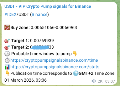 Binance trading signal proof for IDEX pump, 03 March 2026, 11:30 Binance trading signal proof for IDEX pump, 03 March 2026, 11:30