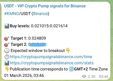 Real-time proof of KMNO pump signal on Binance, 03 March 2026, 20:40 Real-time proof of KMNO pump signal on Binance, 03 March 2026, 20:40