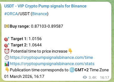 Binance exchange signal proof for ORCA, 05 March 2026, 13:43 Binance exchange signal proof for ORCA, 05 March 2026, 13:43