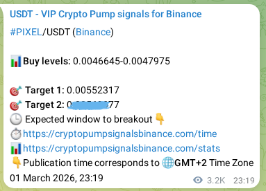 See the verification image for PIXEL pump signal on Binance at 05 March 2026, 16:34 Verification image for PIXEL pump signal on Binance at 05 March 2026, 16:34