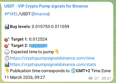 See the verification image for PIXEL pump signal on Binance at 11 March 2026, 10:12 Verification image for PIXEL pump signal on Binance at 11 March 2026, 10:12