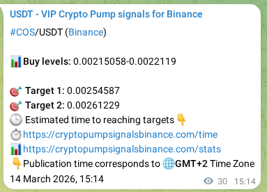 Binance exchange signal proof for COS, 14 March 2026, 15:43 Binance exchange signal proof for COS, 14 March 2026, 15:43