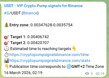 Check out the Binance pump signal proof for G on 16 March 2026, 02:30 Binance pump signal proof for G on 16 March 2026, 02:30