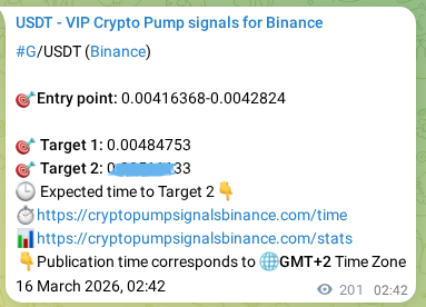 Signal verification: Confirm G pump on Binance at 16 March 2026, 08:07 Signal verification: G pump on Binance at 16 March 2026, 08:07