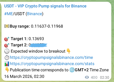 Discover the authenticated ME pump signal on Binance, 16 March 2026, 13:27 Authenticated ME pump signal on Binance, 16 March 2026, 13:27