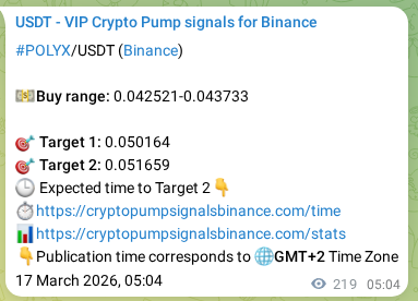 Verification image for POLYX pump signal on Binance at 17 March 2026, 11:02