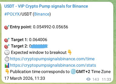 Binance trading signal confirmation for POLYX pump, 17 March 2026, 15:02