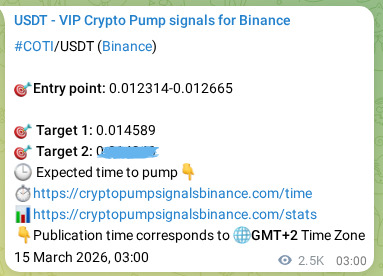 Pump signal proof for COTI on Binance at 18 March 2026, 00:03