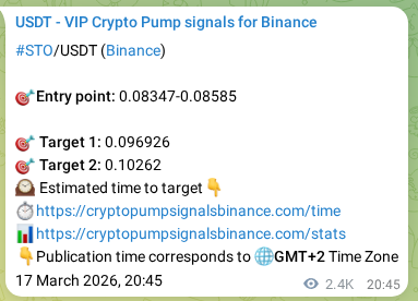 Signal verification: STO pump on Binance at 20 March 2026, 14:55