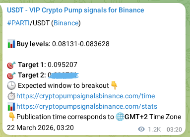 Real-time proof of PARTI pump signal on Binance, 23 March 2026, 13:38 Real-time proof of PARTI pump signal on Binance, 23 March 2026, 13:38