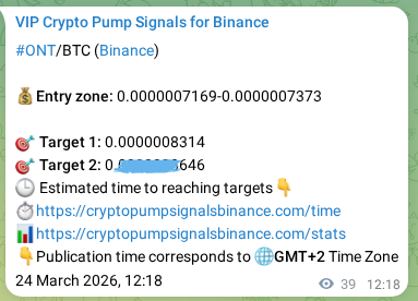Binance pump signal proof for ONT on 24 March 2026, 13:05