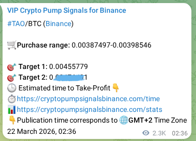 Signal verification: TAO pump on Binance at 24 March 2026, 18:31
