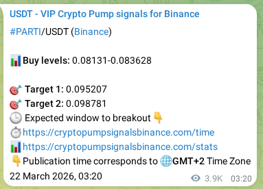 Signal verification: Confirm PARTI pump on Binance at 26 March 2026, 15:52 Signal verification: PARTI pump on Binance at 26 March 2026, 15:52