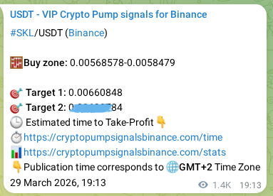 Signal verification: SKL pump on Binance at 31 March 2026, 09:02