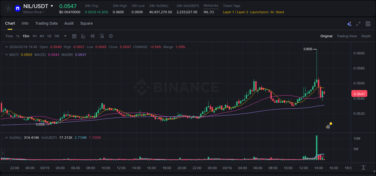Explore the crypto pump report for NIL on Binance, 16 March 2026, 13:48 Crypto market report: NIL pump on Binance, 16 March 2026, 13:48