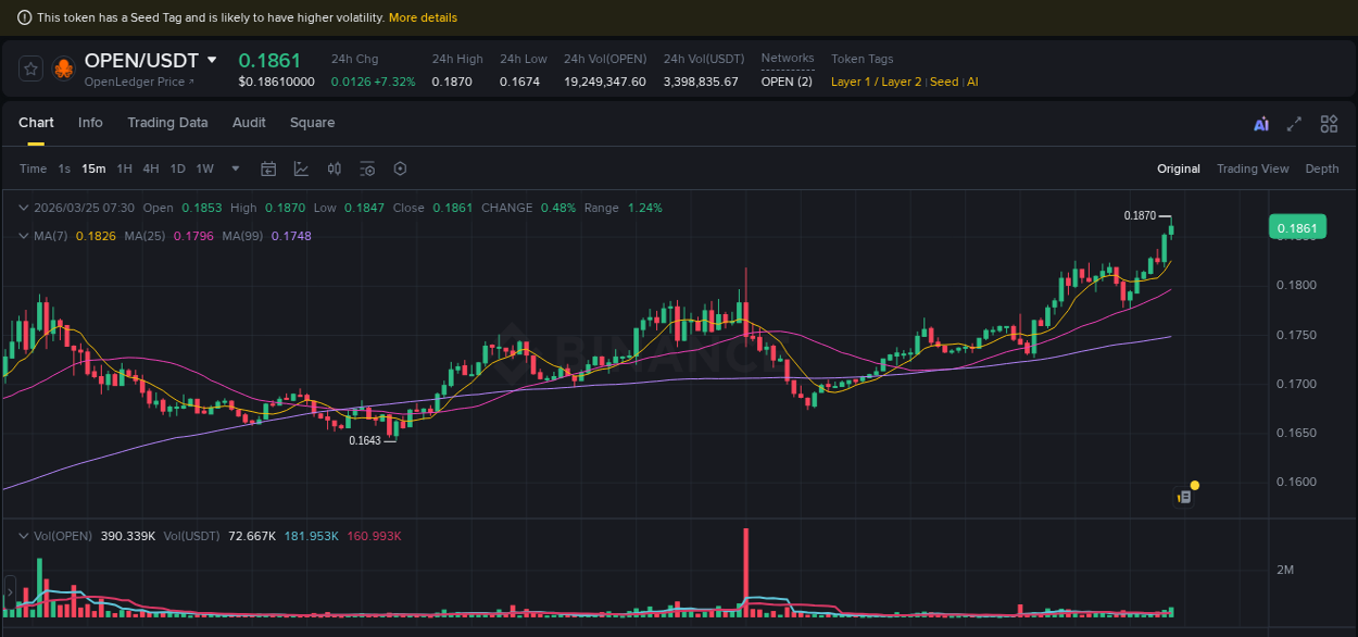 Detailed report of OPEN's pump on Binance at 25 March 2026, 07:36