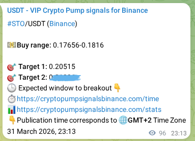 Proof of STO pump signal on Binance at 01 April 2026, 01:27