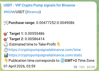 NOM pump signal confirmation from Binance, timestamp: 01 April 2026, 08:08