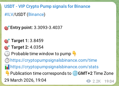 Trading signal confirmation: ILV pump on Binance at 01 April 2026, 09:14