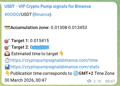 Market signal proof: DODO pump from Binance, 01 April 2026, 09:55