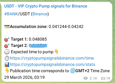 Binance exchange signal confirmation for BANK, 01 April 2026, 17:31