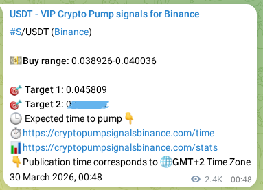 S signal verification on Binance, 01 April 2026, 18:20