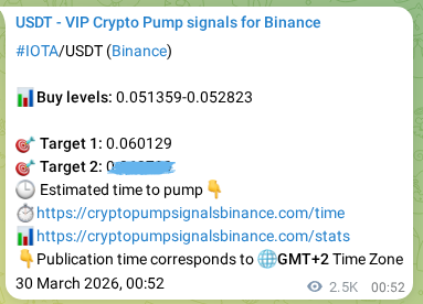 Quantitative verification: IOTA trading signal proof on Binance, 01 April 2026, 21:12