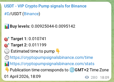 View the proof of D pump signal on Binance at 02 April 2026, 00:30 Proof of D pump signal on Binance at 02 April 2026, 00:30