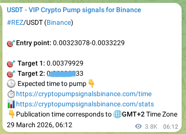 View the exchange signal confirmation for REZ on Binance, 02 April 2026, 15:18 Binance exchange signal confirmation for REZ, 02 April 2026, 15:18