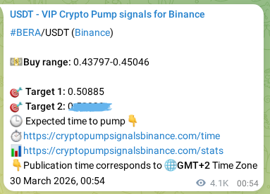Binance exchange signal proof for BERA, 04 April 2026, 13:46