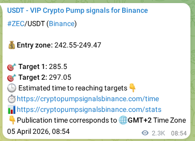 ZEC pump signal verification from Binance, timestamp: 07 April 2026, 23:38