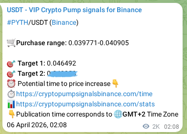 PYTH pump signal confirmation from Binance, timestamp: 08 April 2026, 10:05