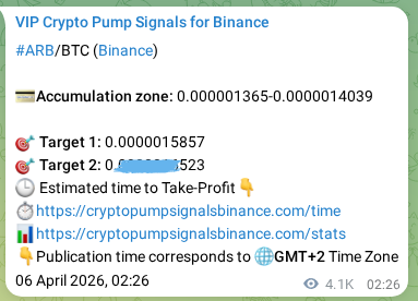 Proof of ARB pump signal on Binance at 11 April 2026, 02:01