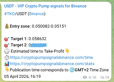TKO pump verification image from Binance, 11 April 2026, 21:06