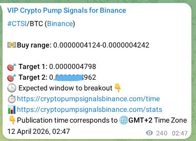 Proof of CTSI pump signal on Binance at 12 April 2026, 09:27