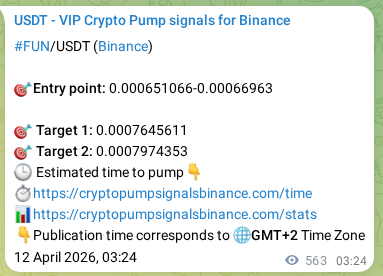 Verify the crypto signal proof for FUN on Binance, 12 April 2026, 19:02 Crypto signal proof: FUN pump on Binance, 12 April 2026, 19:02