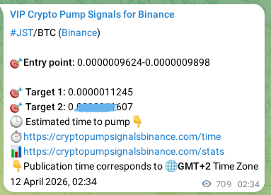 Authenticated proof of JST's pump signal on Binance at 12 April 2026, 22:16