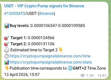 1000SATS pump verification image from Binance, 15 April 2026, 19:40
