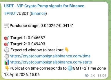 Signal authentication: PNUT pump on Binance at 15 April 2026, 22:19