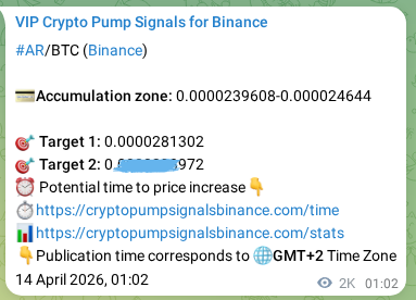 Authenticated proof of AR's pump signal on Binance at 16 April 2026, 09:13 Authenticated proof of AR's pump signal on Binance at 16 April 2026, 09:13