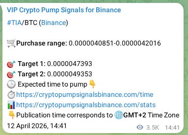 Signal verification: Confirm TIA pump on Binance at 16 April 2026, 15:12 Signal verification: TIA pump on Binance at 16 April 2026, 15:12