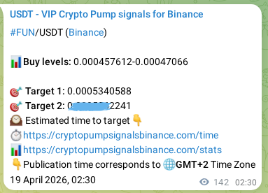 Binance exchange signal proof for FUN, 19 April 2026, 06:26