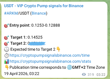 Trading signal verification: ARKM pump from Binance, 19 April 2026, 11:52