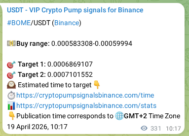 Binance signal proof for BOME, 19 April 2026, 17:59