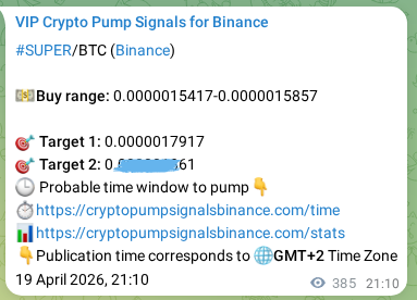 Proof of SUPER pump signal on Binance at 20 April 2026, 07:51