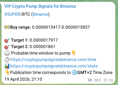 SUPER pump signal verification from Binance, timestamp: 20 April 2026, 07:52