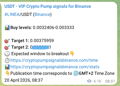 Signal proof for LINEA pump on Binance at 25 April 2026, 14:41