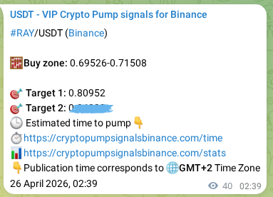 RAY pump signal verification from Binance, timestamp: 26 April 2026, 03:46